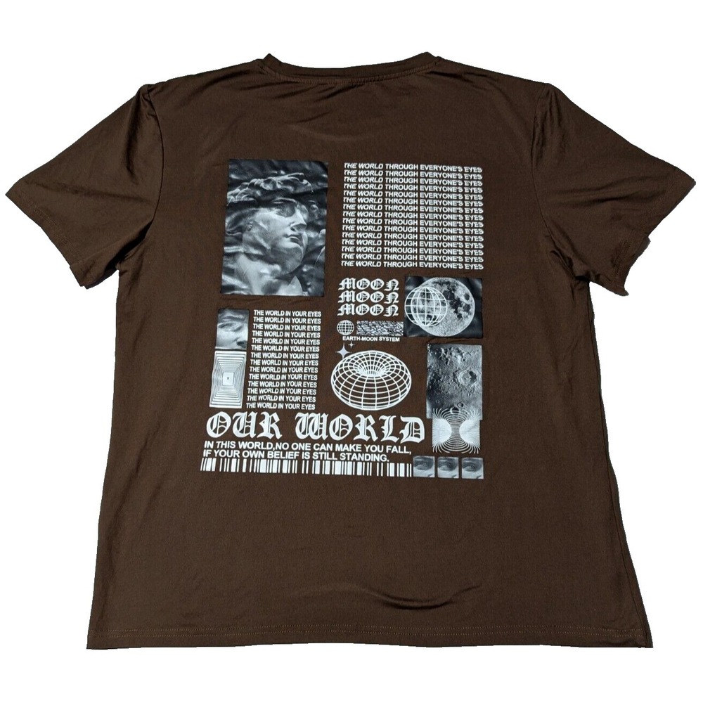 ROMWE MOON MOON‎ MOON Men Size XL Brown Double-Sided T-Shirt EUC